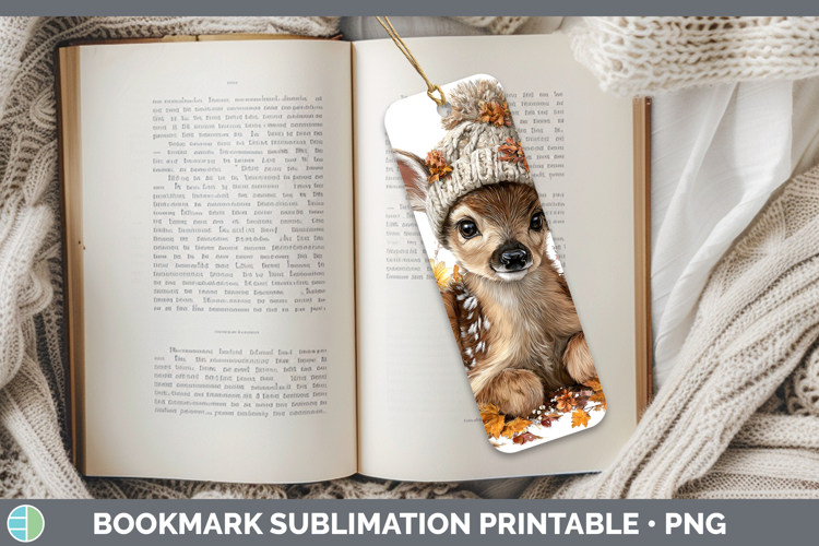 Woodland Boho Autumn Deer Bookmark Sublimation Printable Des