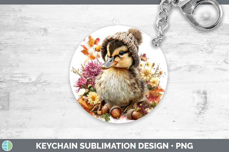 Woodland Boho Autumn Duck Keychain Sublimation Keyring Desig