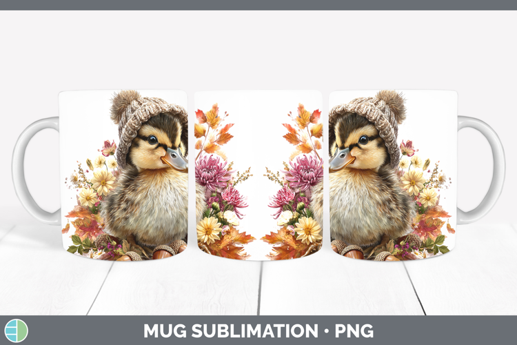 Woodland Boho Autumn Duck Mug Wrap Sublimation Coffee Cup De