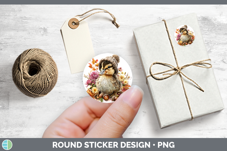 Woodland Boho Autumn Duck Stickers | Round Labels Designs