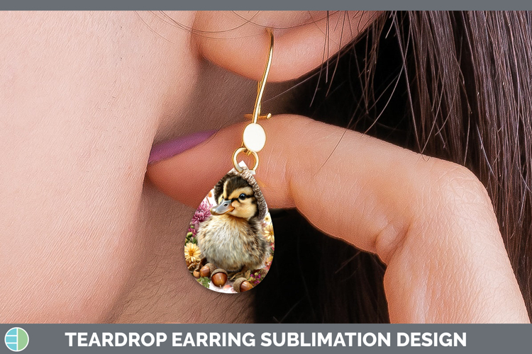 Woodland Boho Autumn Duck Teardrop Earrings Sublimation Earr