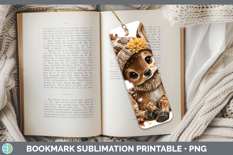 Woodland Boho Autumn Elk Bookmark Sublimation Printable Desi