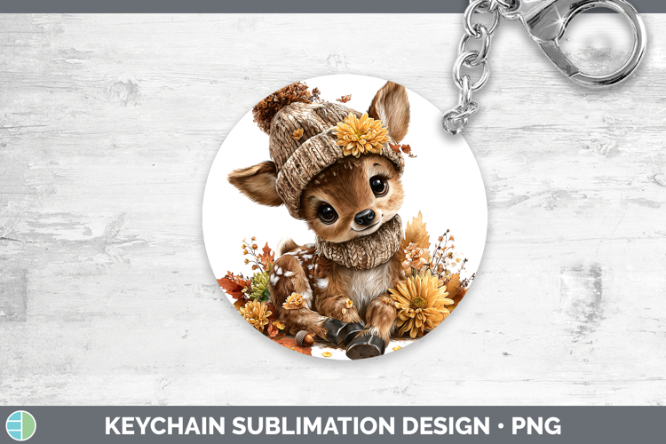 Woodland Boho Autumn Elk Keychain Sublimation Keyring Design