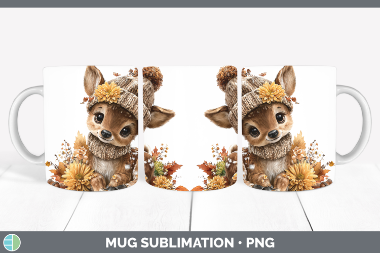 Woodland Boho Autumn Elk Mug Wrap Sublimation Coffee Cup Des