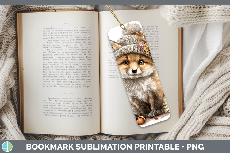 Woodland Boho Autumn Fox Bookmark Sublimation Printable Desi