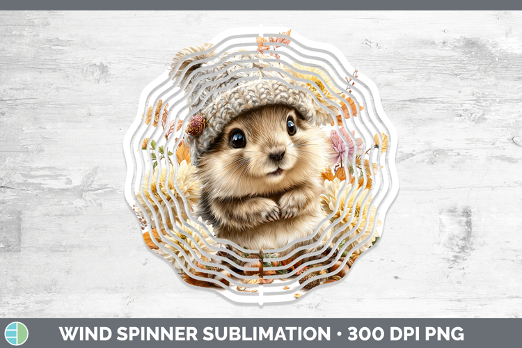 Woodland Boho Autumn Groundhog Wind Spinner Sublimation Spin