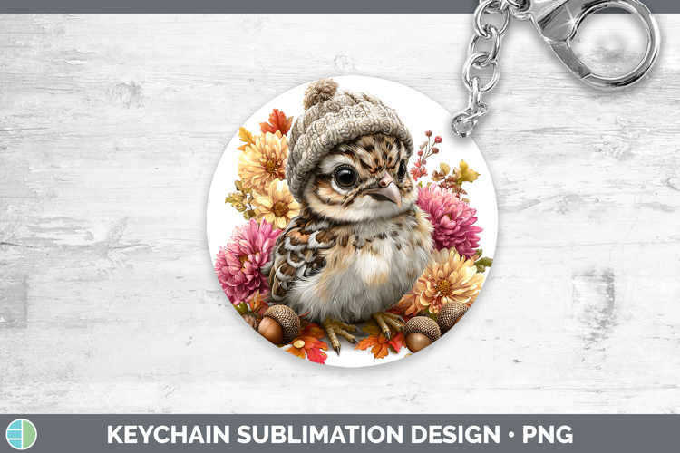 Woodland Boho Autumn Grouse Keychain Sublimation Keyring Des