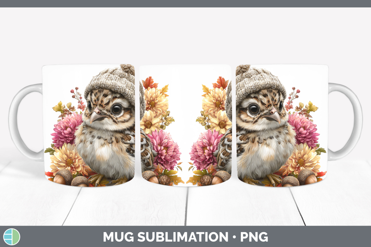 Woodland Boho Autumn Grouse Mug Wrap Sublimation Coffee Cup