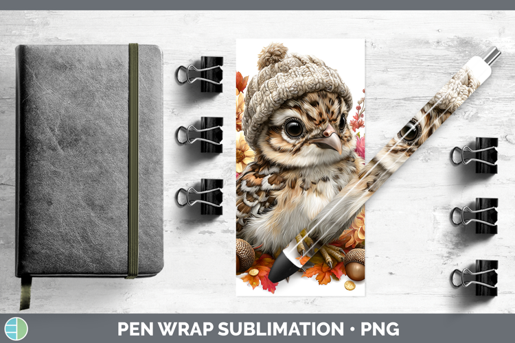 Woodland Boho Autumn Grouse Pen Wrap Sublimation Pen Designs
