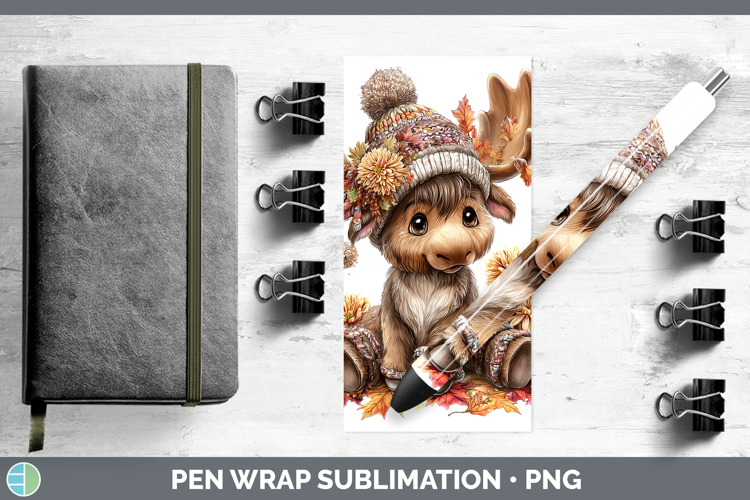 Woodland Boho Autumn Moose Pen Wrap Sublimation Pen Designs