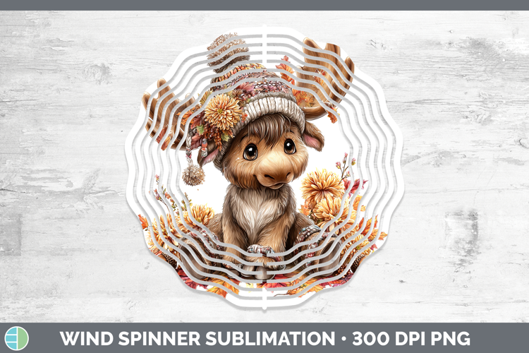 Woodland Boho Autumn Moose Wind Spinner Sublimation Spinner