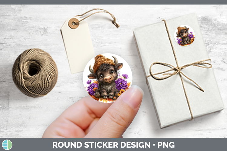 Woodland Boho Autumn Musk Ox Stickers | Round Labels Designs
