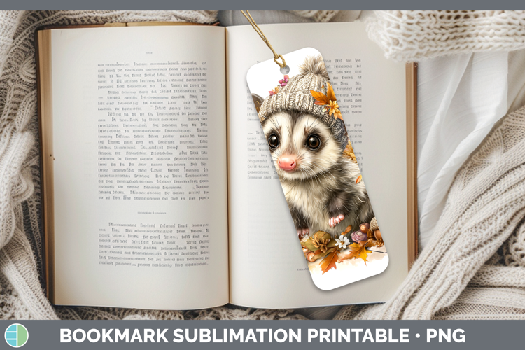 Woodland Boho Autumn Opossum Bookmark Sublimation Printable