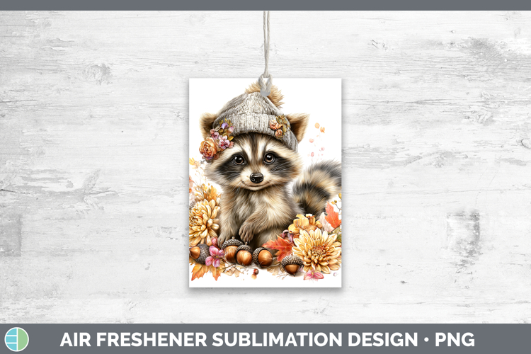 Woodland Boho Autumn Raccoon Air Freshener Sublimation Car F