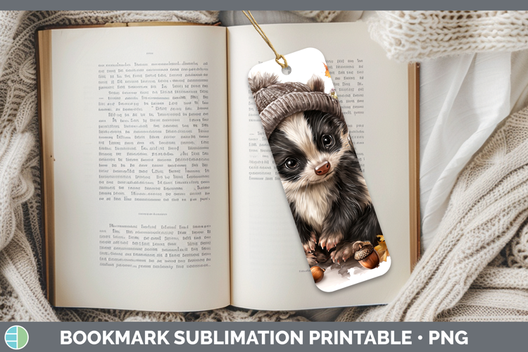 Woodland Boho Autumn Skunk Bookmark Sublimation Printable De