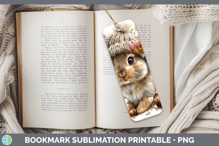 Woodland Boho Autumn Snowshoe Hare Bookmark Sublimation Prin