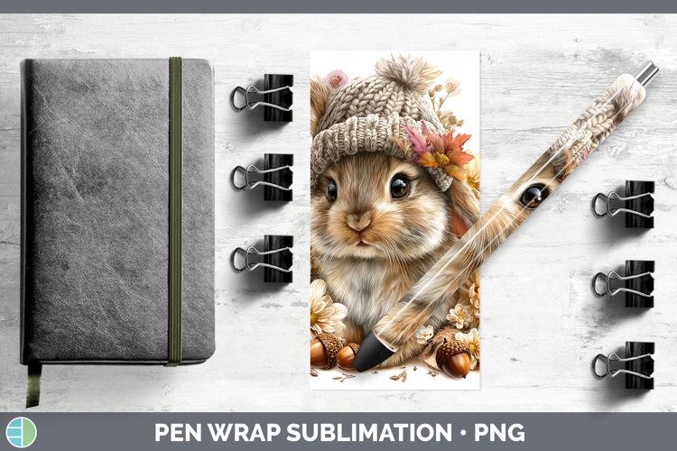 Woodland Boho Autumn Snowshoe Hare Pen Wrap Sublimation Pen