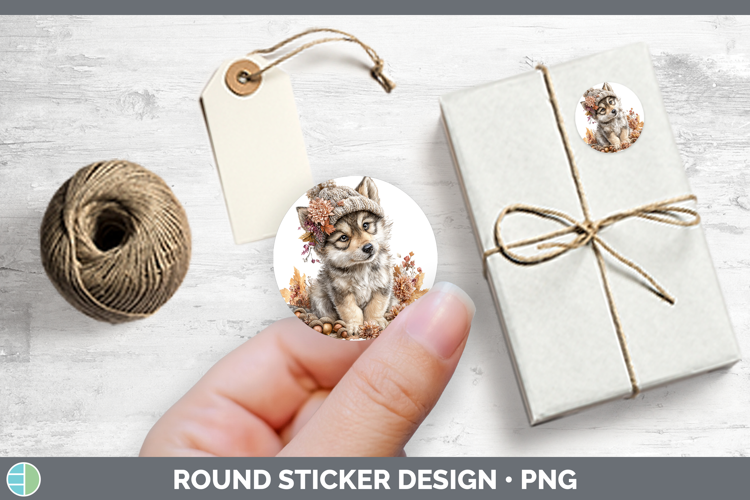 Woodland Boho Autumn Wolf Stickers | Round Labels Designs