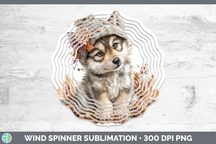 Woodland Boho Autumn Wolf Wind Spinner Sublimation Spinner D