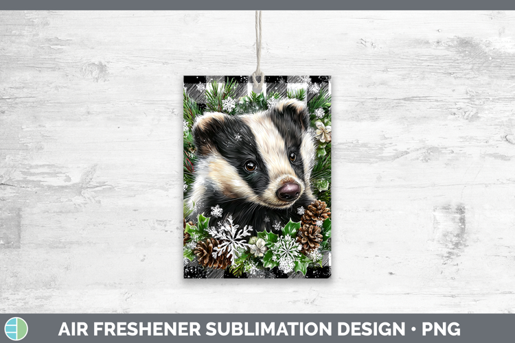 Badger Woodland Checker Christmas Air Freshener Sublimation