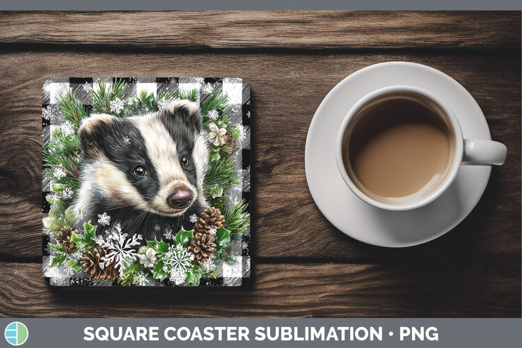 GorgeousWoodland Checker Christmas Square Coaster design.