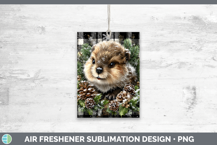 Beaver Woodland Checker Christmas Air Freshener Sublimation