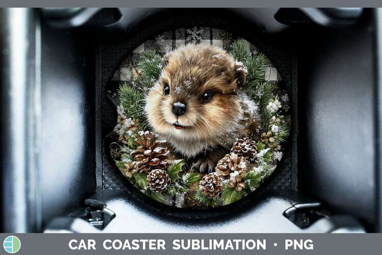 GorgeousWoodland Checker Christmas Car Coaster design.