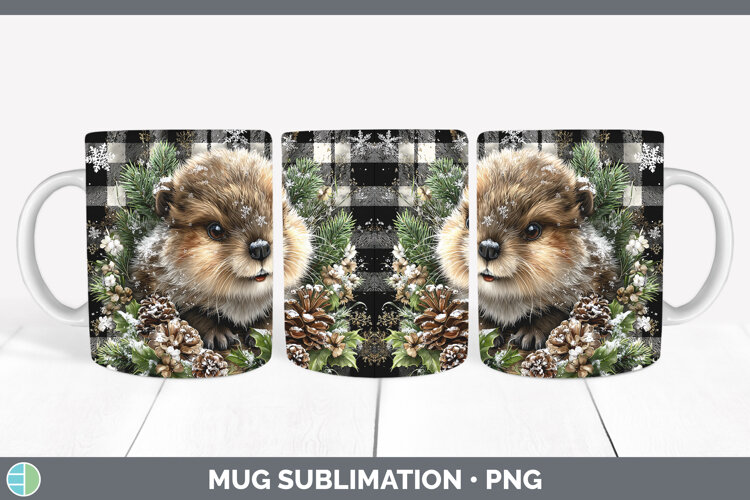 GorgeousWoodland Checker Christmas Mug Wrap design.