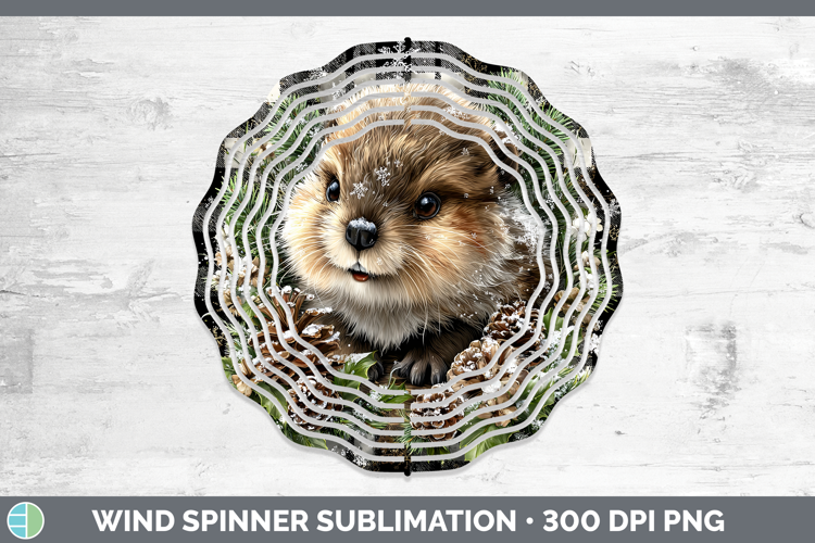 Beaver Woodland Checker Christmas Wind Spinner Sublimation D