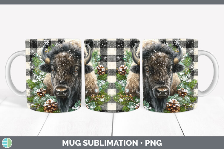 GorgeousWoodland Checker Christmas Mug Wrap design.