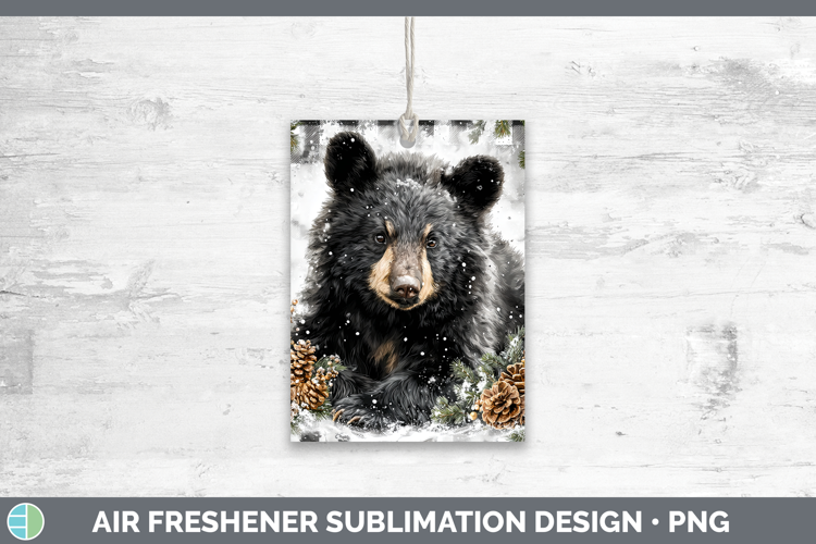 Black Bear Woodland Checker Christmas Air Freshener Sublimat