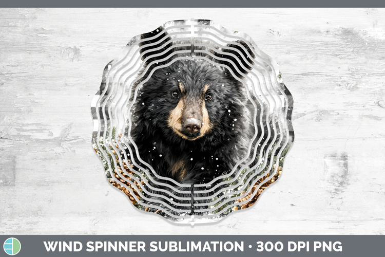 Black Bear Woodland Checker Christmas Wind Spinner Sublimati