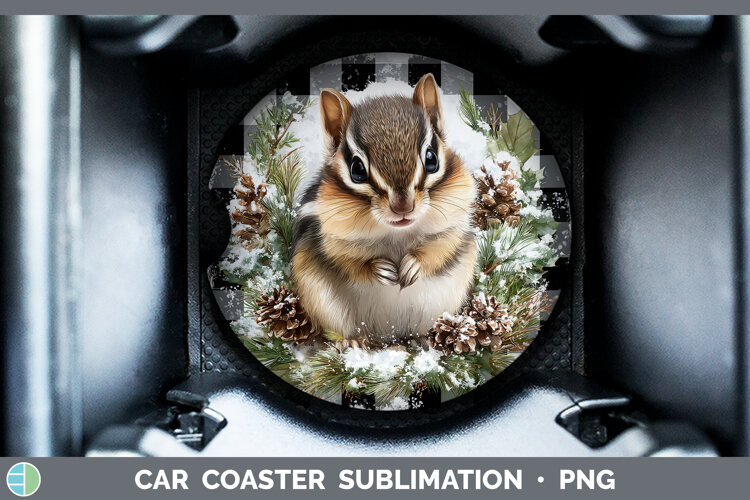 GorgeousWoodland Checker Christmas Car Coaster design.