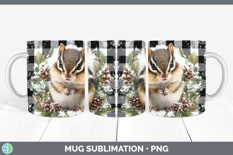 GorgeousWoodland Checker Christmas Mug Wrap design.