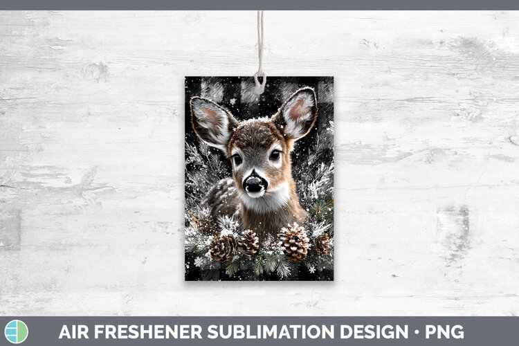 Deer Woodland Checker Christmas Air Freshener Sublimation De