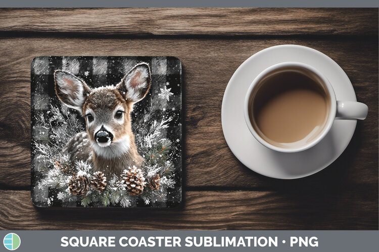 GorgeousWoodland Checker Christmas Square Coaster design.