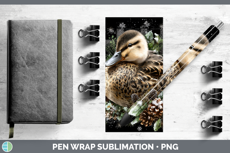 Duck Woodland Checker Christmas Pen Wrap Sublimation Design