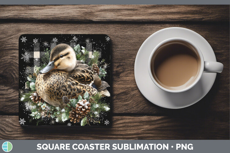 GorgeousWoodland Checker Christmas Square Coaster design.