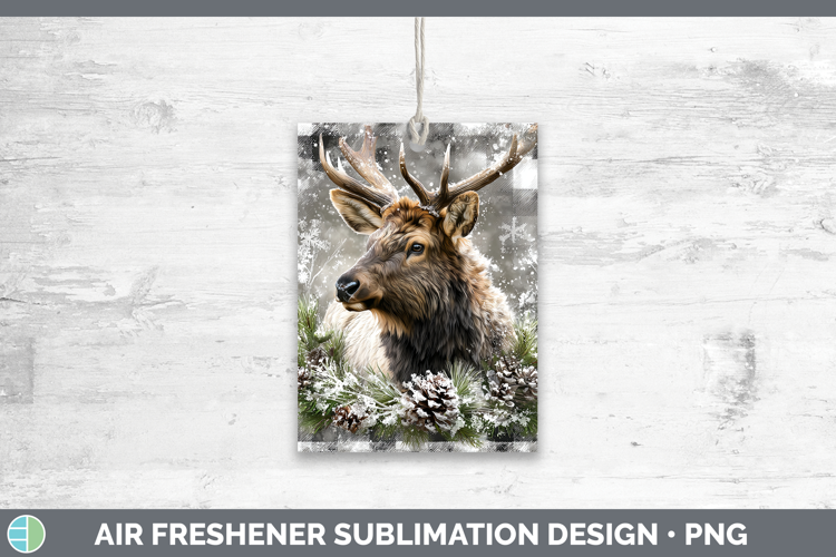 Elk Woodland Checker Christmas Air Freshener Sublimation Des