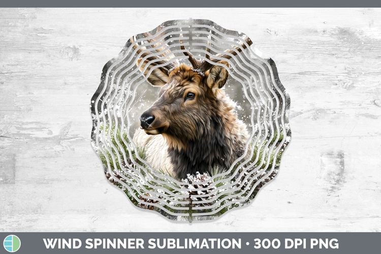 Elk Woodland Checker Christmas Wind Spinner Sublimation Desi