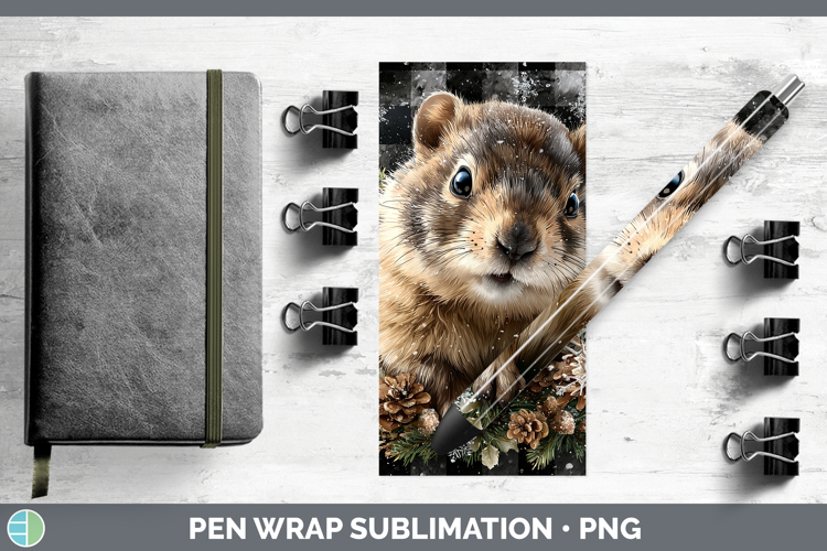 Groundhog Woodland Checker Christmas Pen Wrap Sublimation De