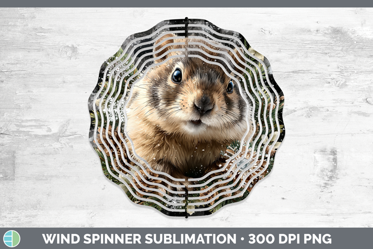 Groundhog Woodland Checker Christmas Wind Spinner Sublimatio