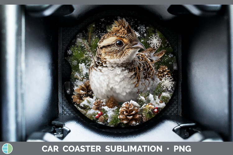 Grouse Woodland Checker Christmas Car Coaster Sublimation De