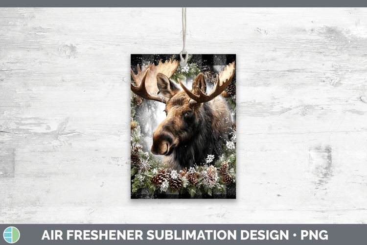 Moose Woodland Checker Christmas Air Freshener Sublimation D
