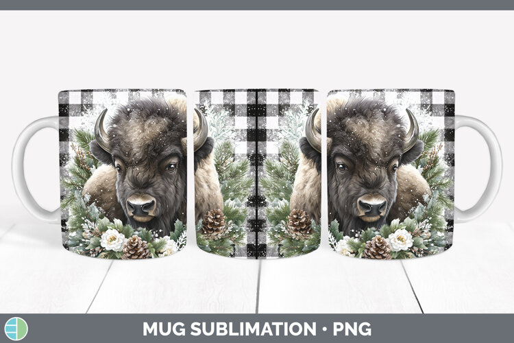 GorgeousWoodland Checker Christmas Mug Wrap design.