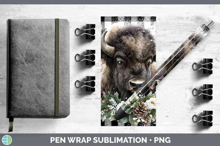 Musk Ox Woodland Checker Christmas Pen Wrap Sublimation Desi