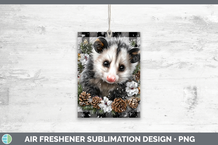 Opossum Woodland Checker Christmas Air Freshener Sublimation