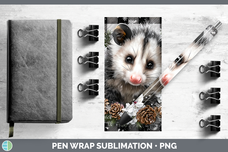 Opossum Woodland Checker Christmas Pen Wrap Sublimation Desi