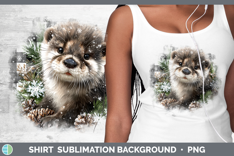 Otter Woodland Checker Christmas Shirt Sublimation Design