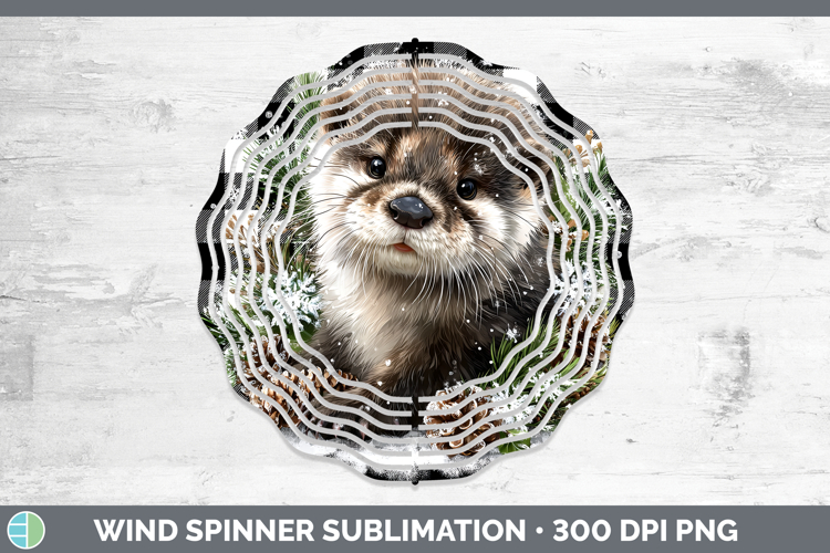 Otter Woodland Checker Christmas Wind Spinner Sublimation De